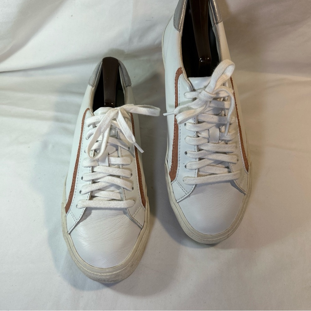Madewell Delia Sidewalk low top White Leather Sneakers Size W9 M 7.5-VGUC